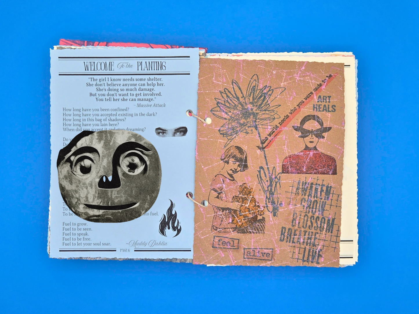 Beautifully Fully Hand-Crafted Nervous System Reset 32 Page Booklet (Lyric Essay, Collage, Activities, and Tissue Paper Pouch Insert)).