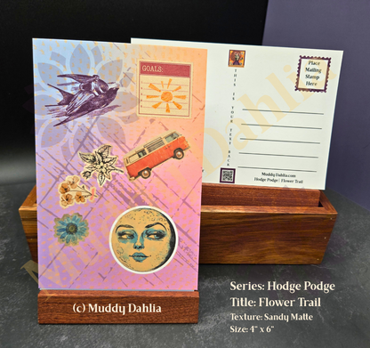 4 Postcard Set - Hodge Podge -  Sensory Matte Collage Art Print Postcard  | Moody, Textured, Analog Art